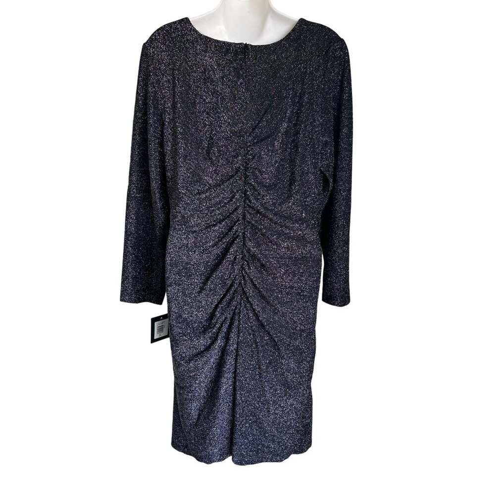 NEW Women's Glitter Knit Ruched Dress Evening Cocktail Dress - Picture 8 of 14